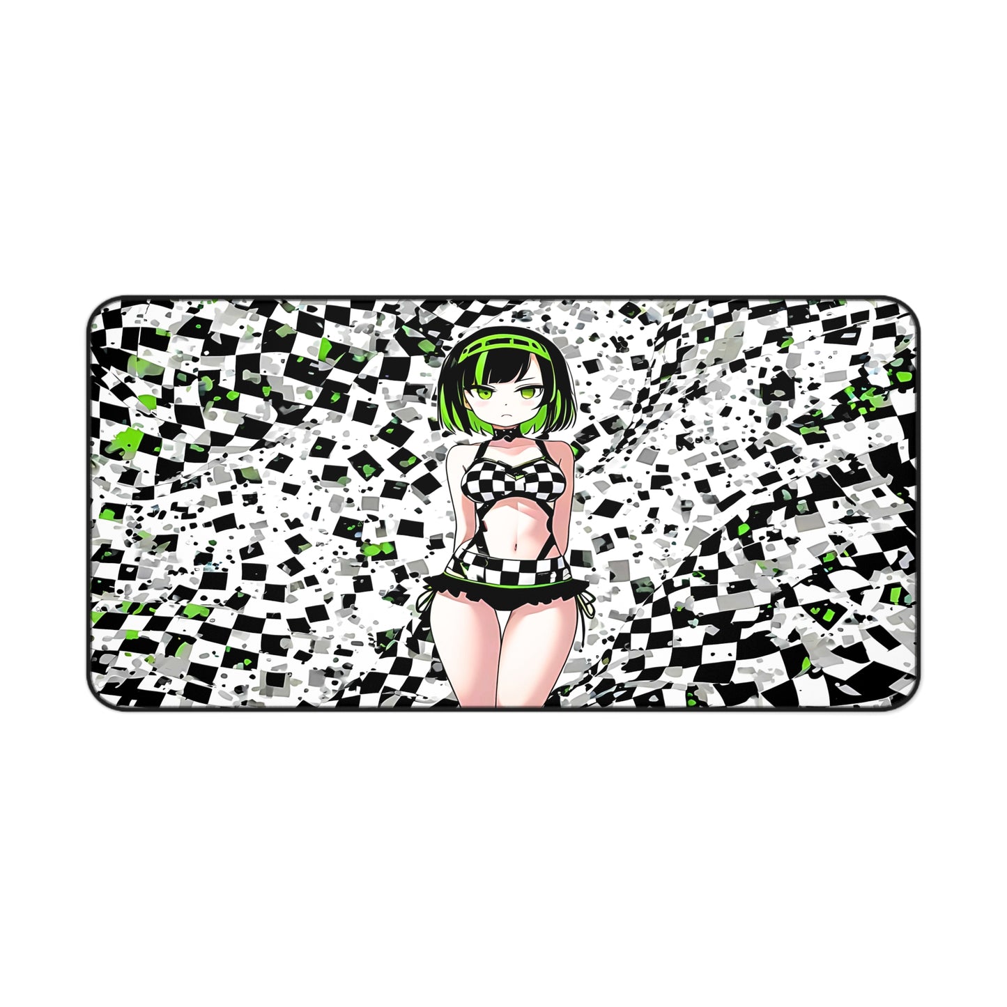 Cute Green Hair Goth Girl Desk Mat sexy anime girl, lewd waifu artwork