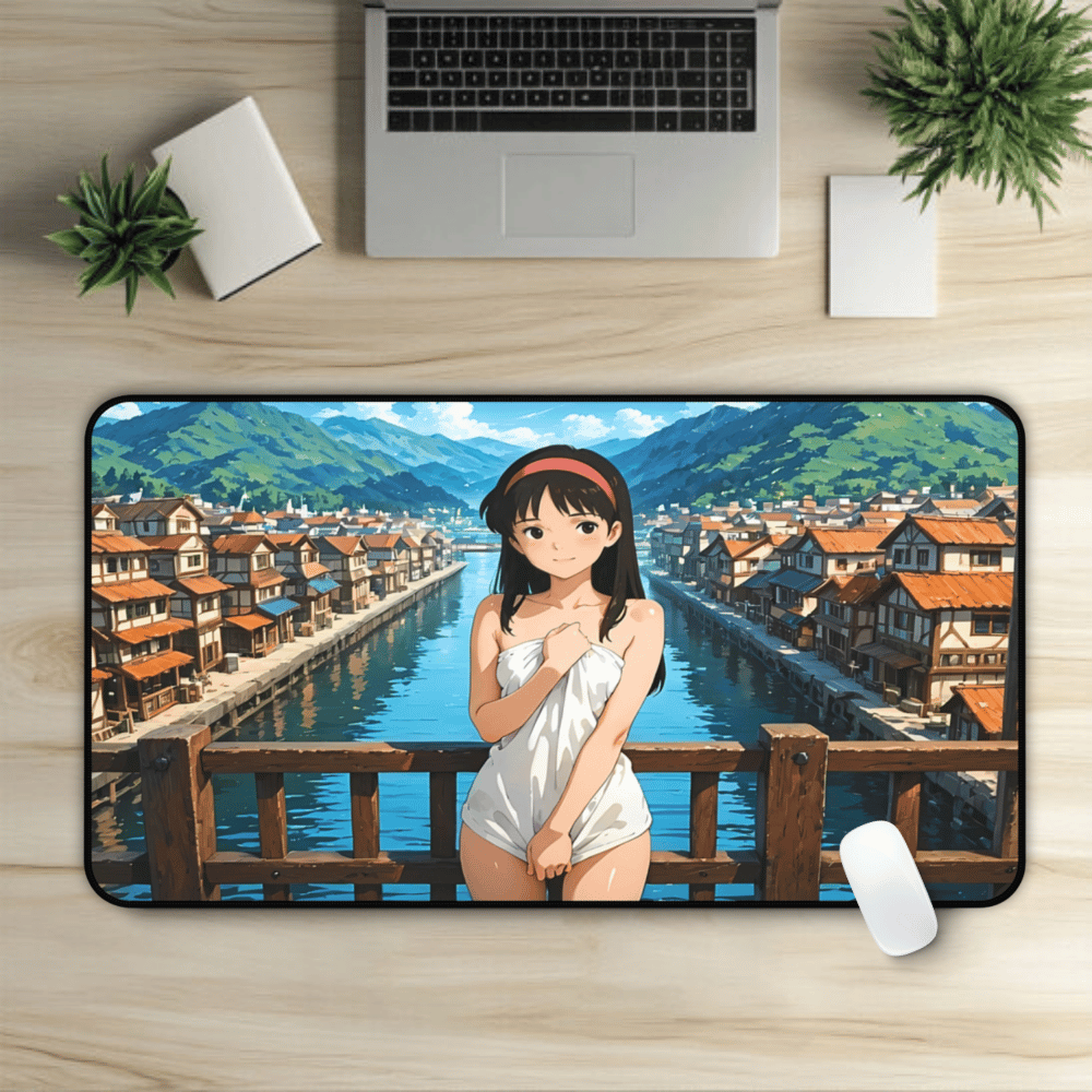 Yumeko – Shy Waifu by the River Town Lewd Desk Mat