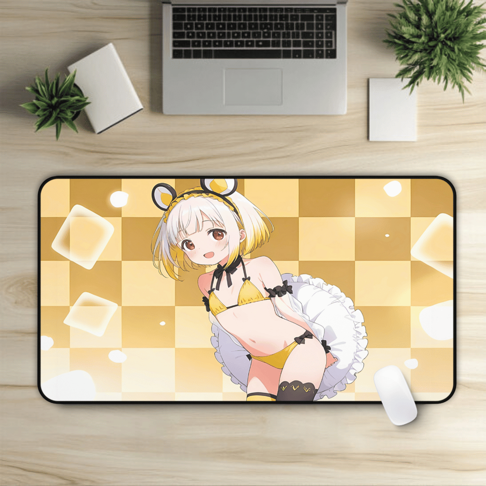 Cute Yellow Lingerie Small Breasts Mouse Girl Desk Mat