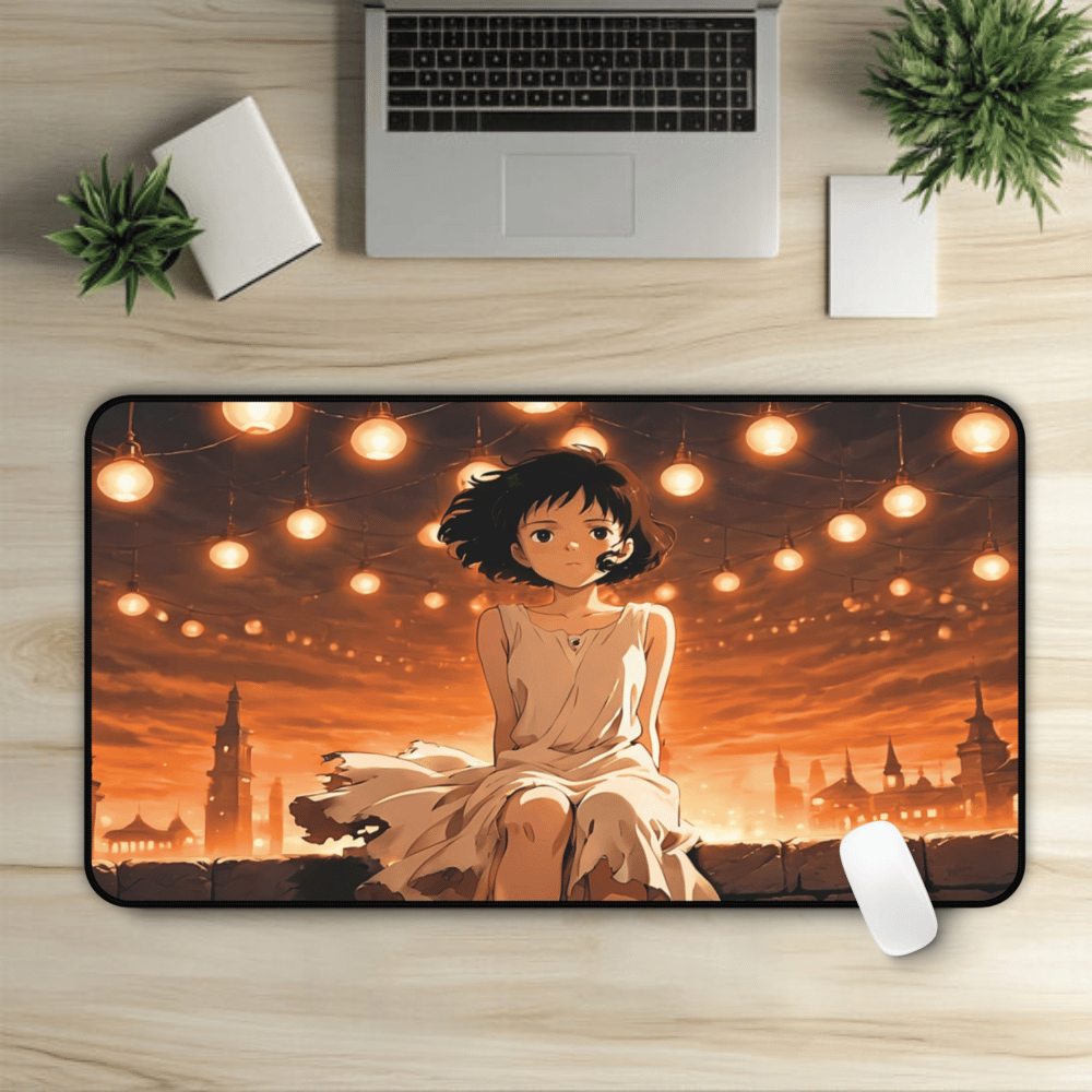 Yumeko – Classic Anime Girl & Lantern Sky Desk Mat