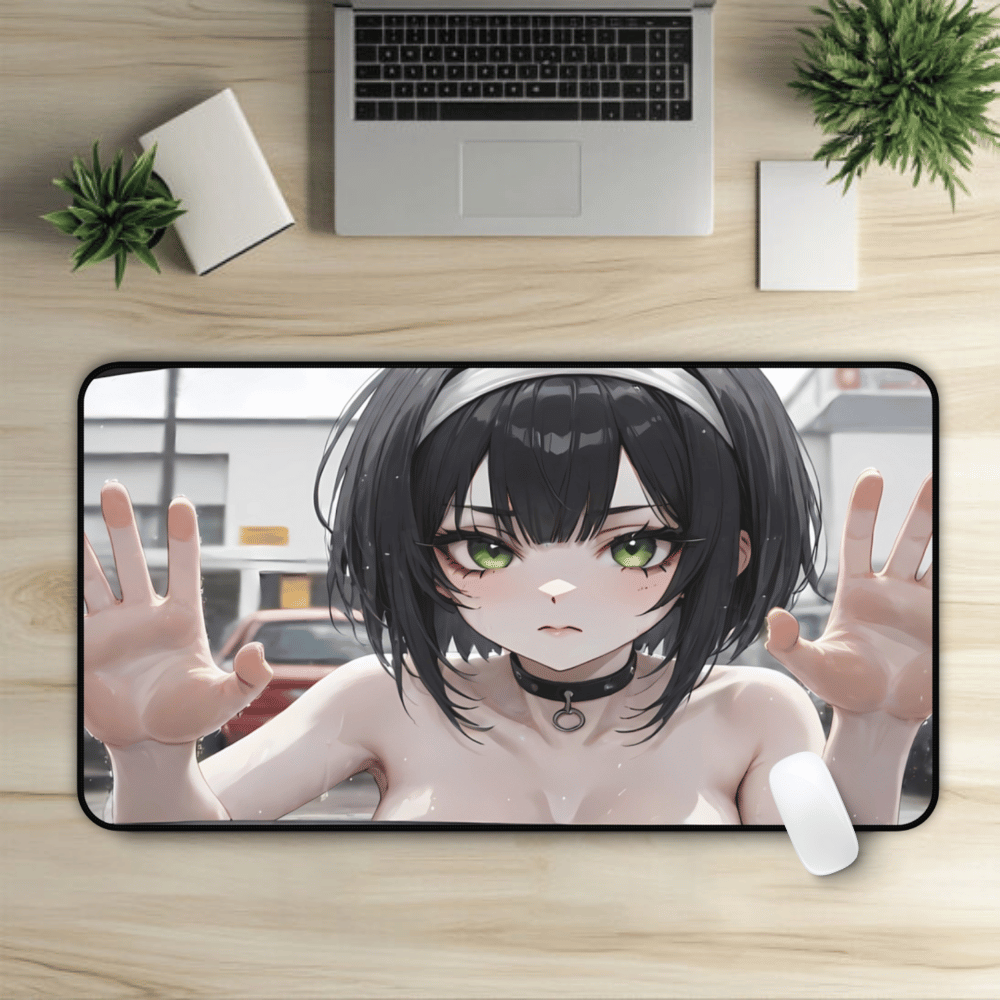 POV Car Wash Topless Pale Skin Emo Girl Anime Desk Mat sexy anime girl, lewd waifu artwork