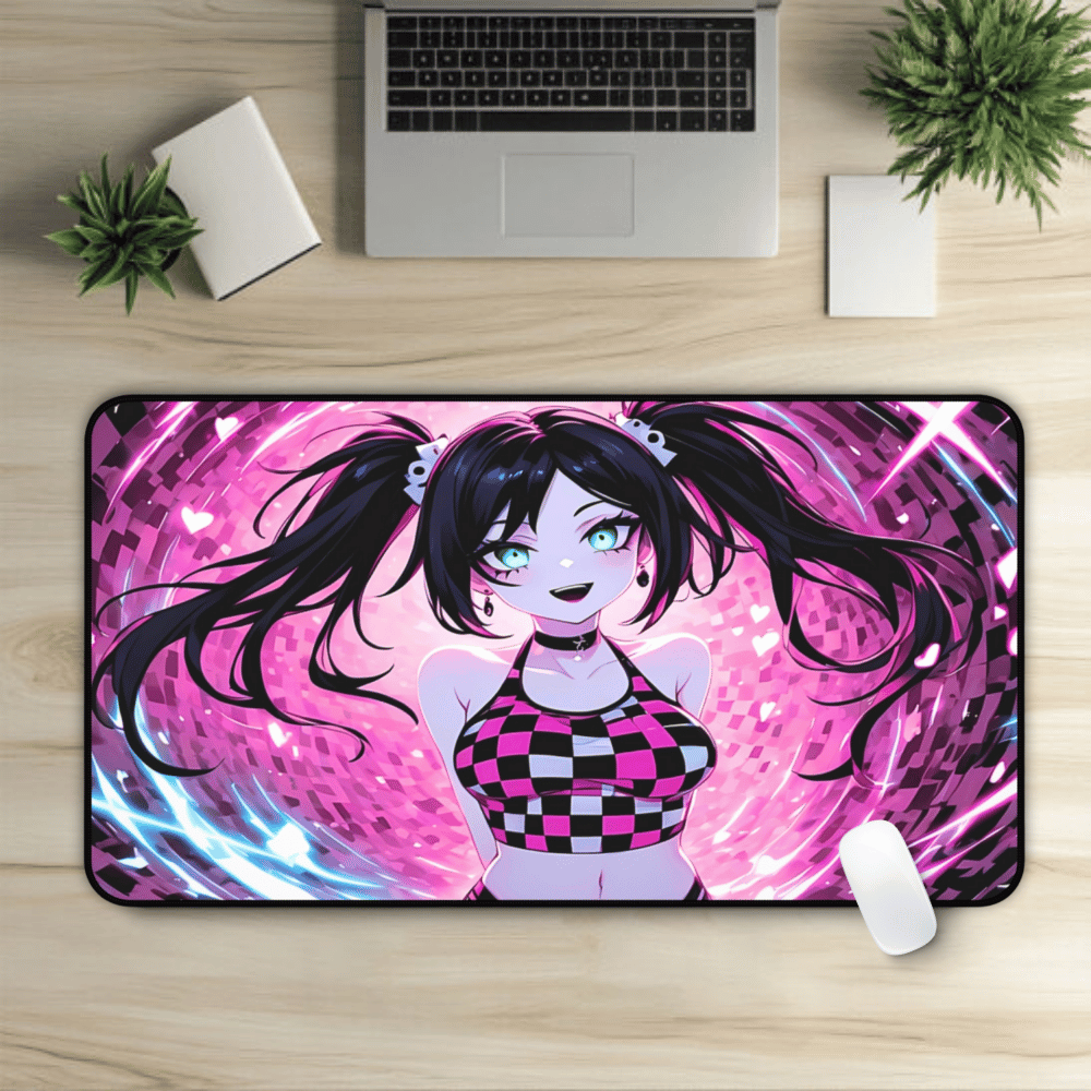 Cute Twintails Goth Girl Waifu Desk Mat sexy anime girl, lewd waifu artwork