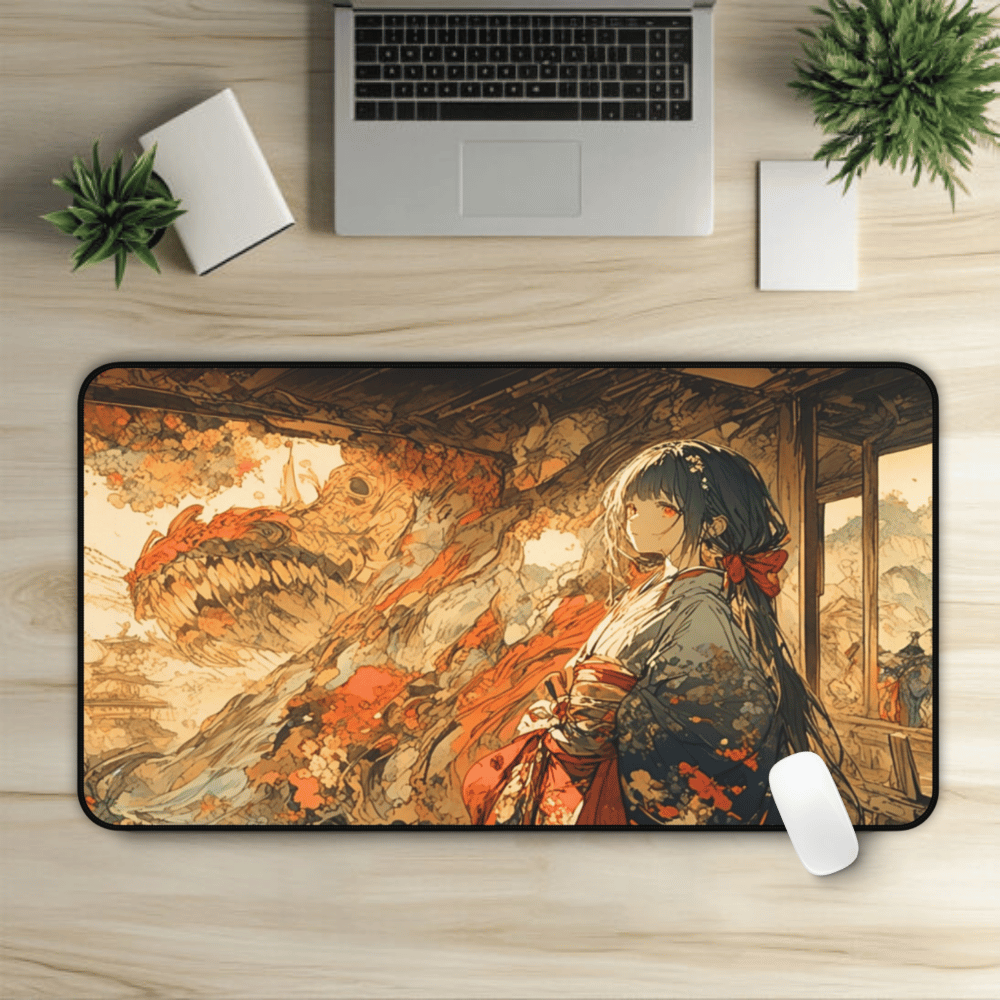 Nihonga - Whispers of the Flame Desk Mat