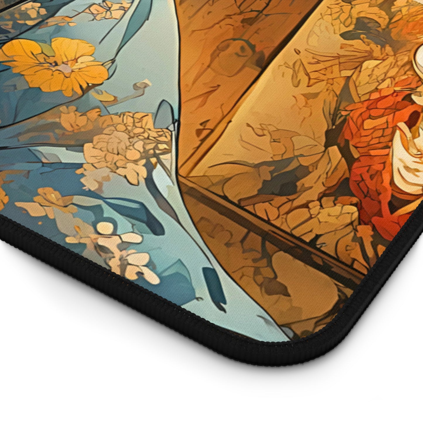 Nihonga - Silver Ghost & Blue Blossom Desk Mat