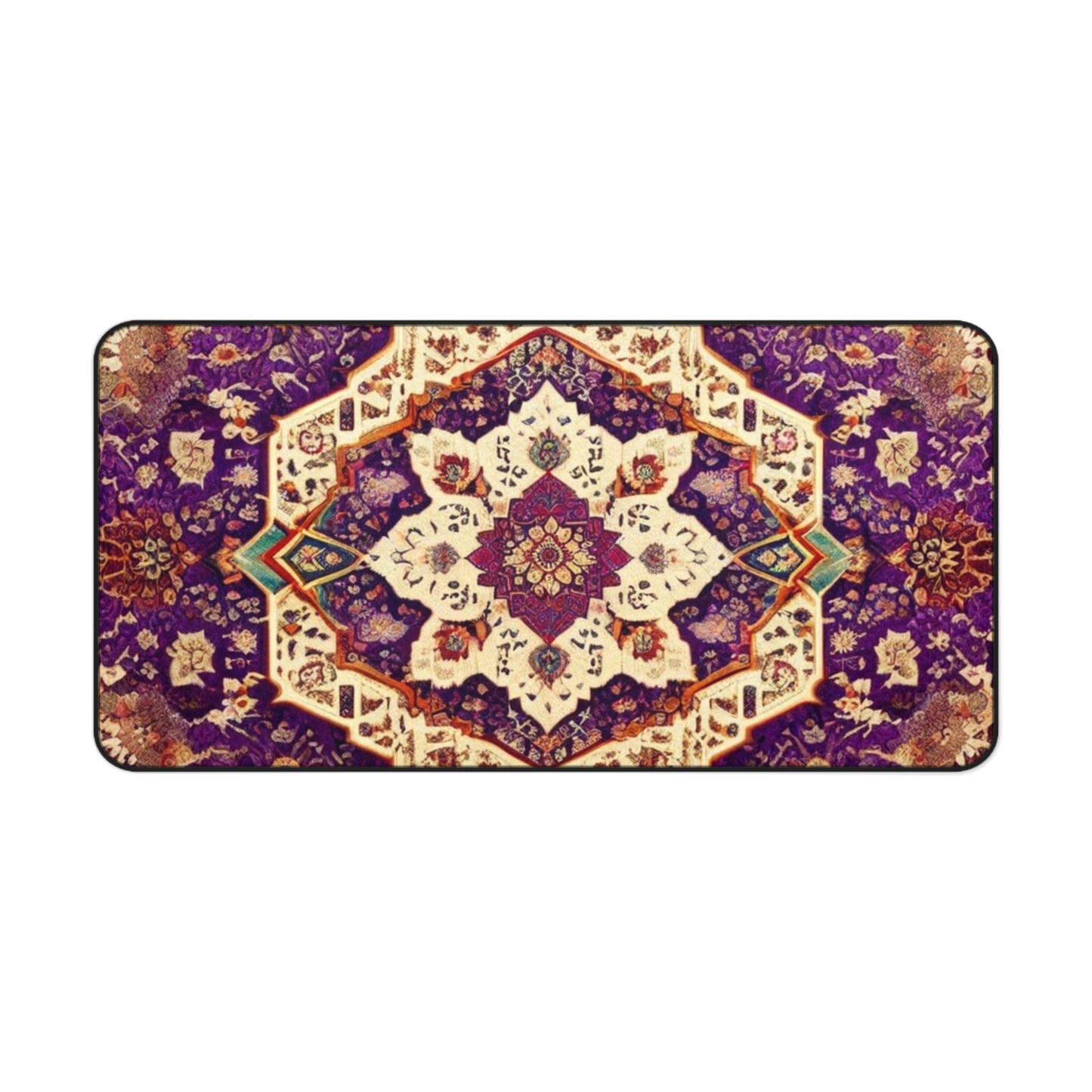 Zanobia's Blessing Persian Carpet Desk Mat with Arabic, Middle Eastern rug textiles with unique oriental patterns perfect for beautiful desk aesthetics