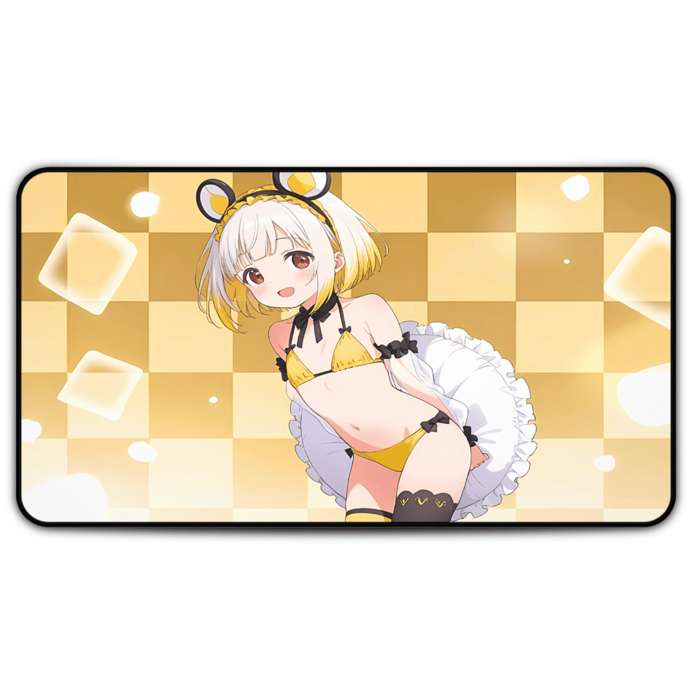 Cute Yellow Lingerie Small Breasts Mouse Girl Desk Mat