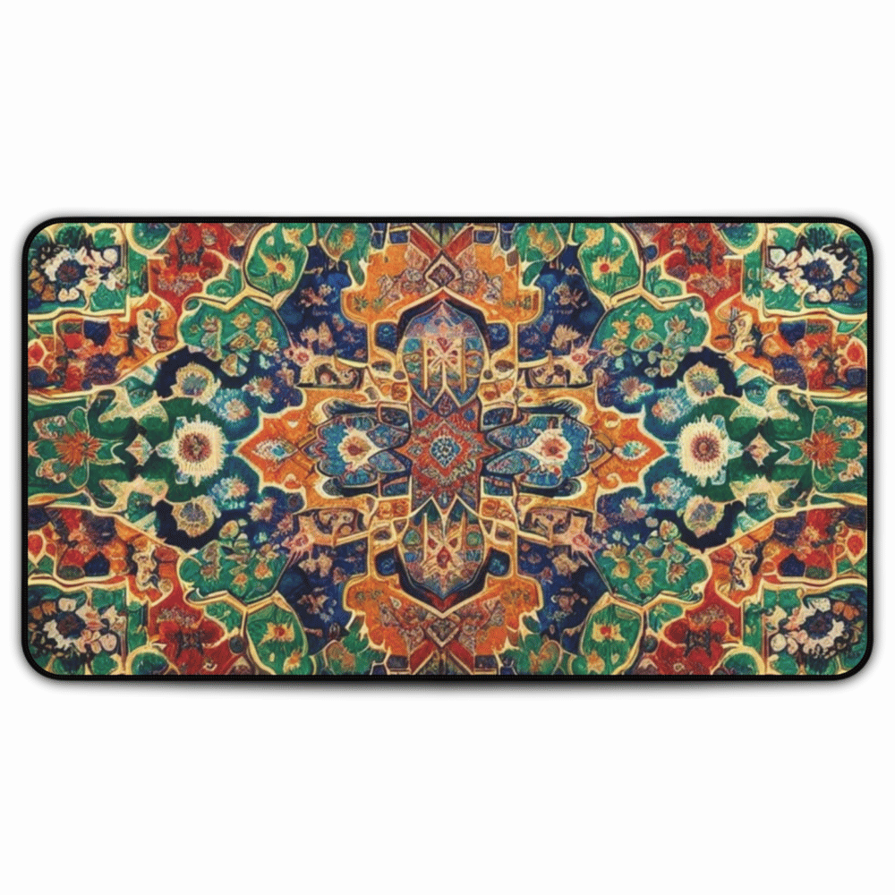 Charm Of Sebek Persian Carpet Desk Mat with Arabic, Middle Eastern rug textiles with unique oriental patterns perfect for beautiful desk aesthetics