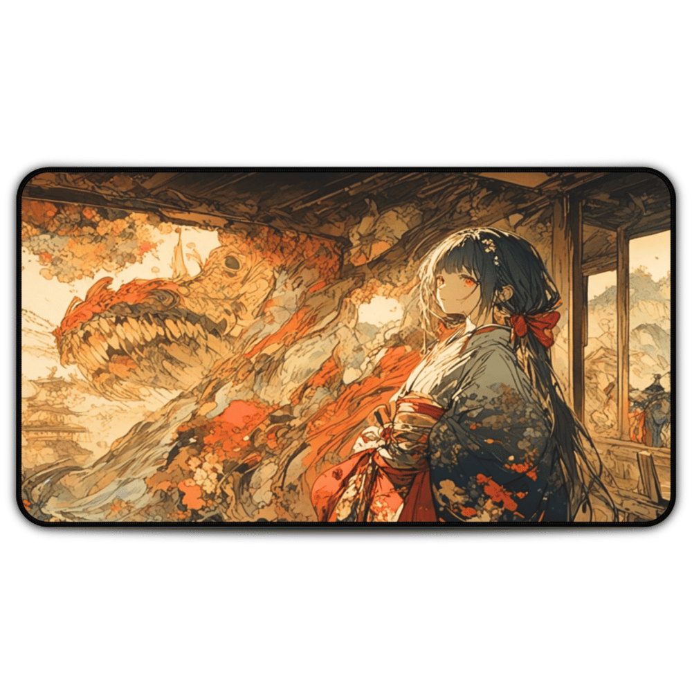 Nihonga - Whispers of the Flame Desk Mat