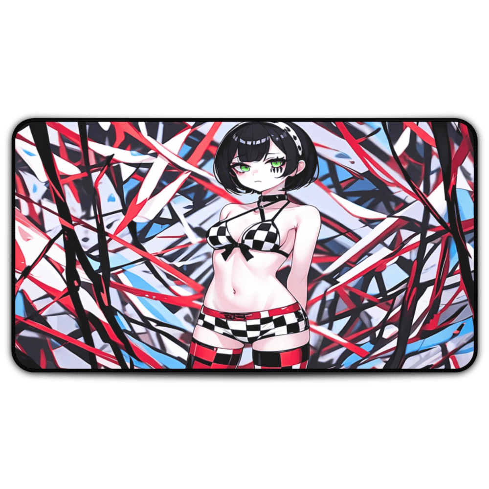 Sexy Rainbow Goth Girl Desk Mat sexy anime girl, lewd waifu artwork