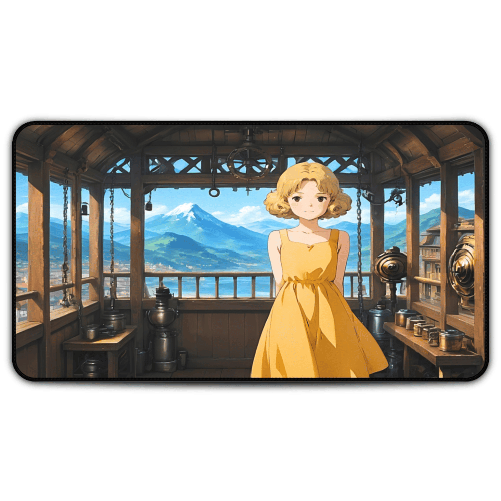 Yumeko – Honeylight & Mountain Air Desk Mat anime desk mat with dreamy waifu illustration in classic anime style, featuring a beautiful Japanese anime girl and soft aesthetic design