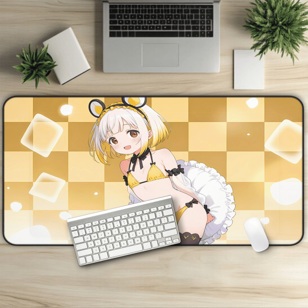 Cute Yellow Lingerie Small Breasts Mouse Girl Desk Mat