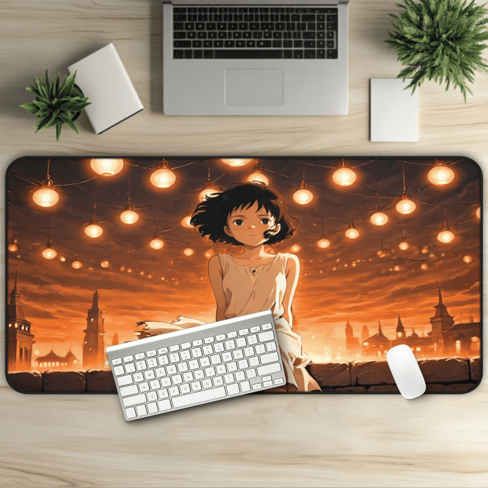 Yumeko – Classic Anime Girl & Lantern Sky Desk Mat