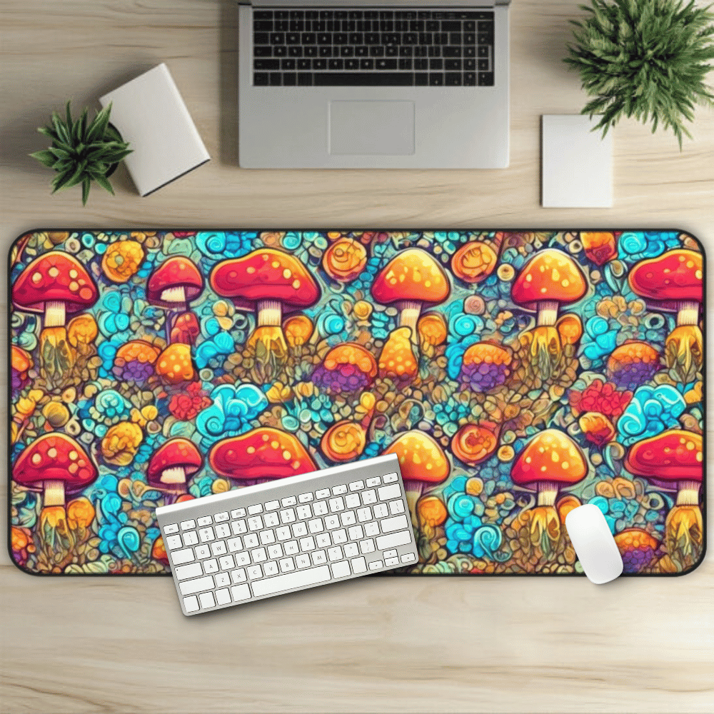 Rainbow Shrooms Desk Mat