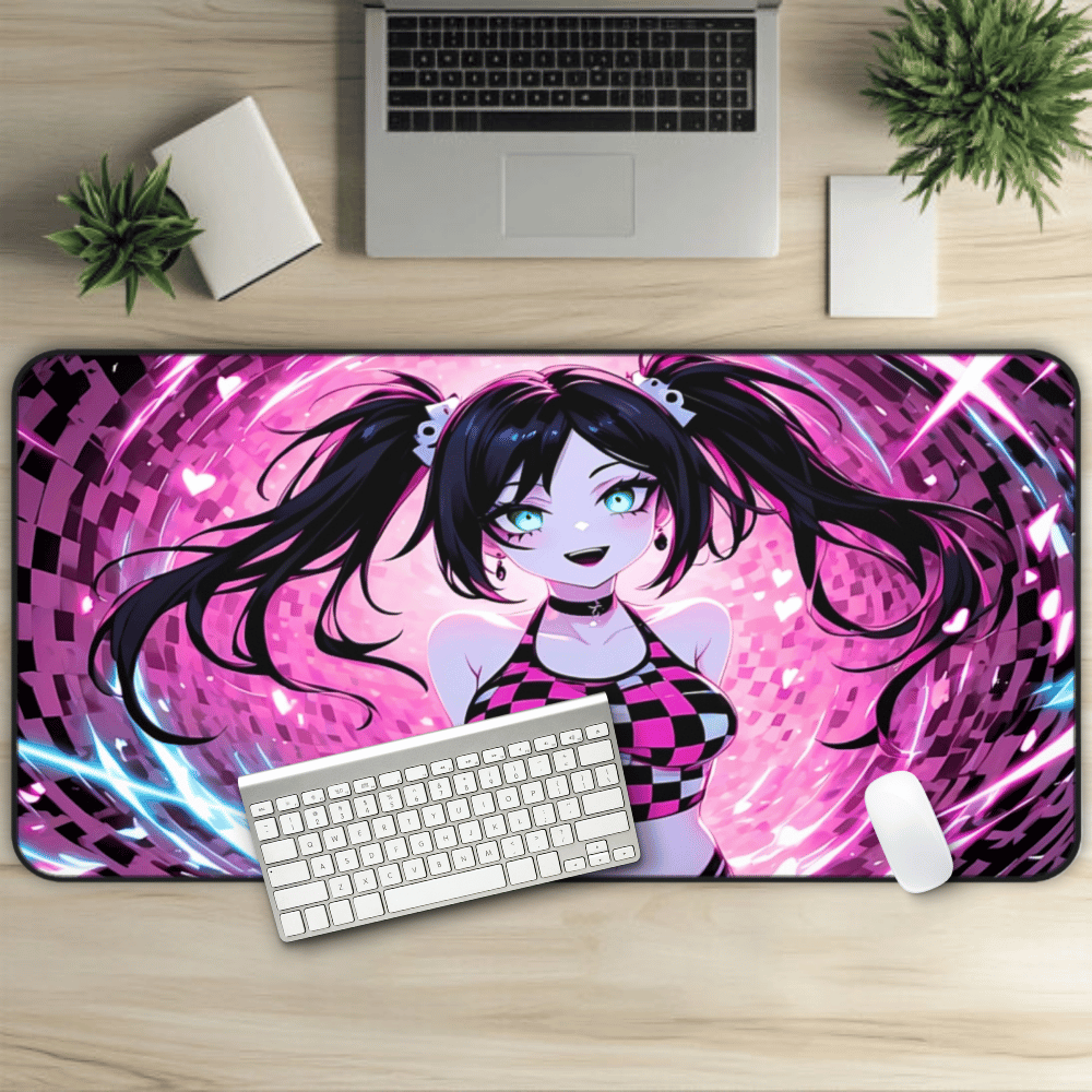 Cute Twintails Goth Girl Waifu Desk Mat sexy anime girl, lewd waifu artwork