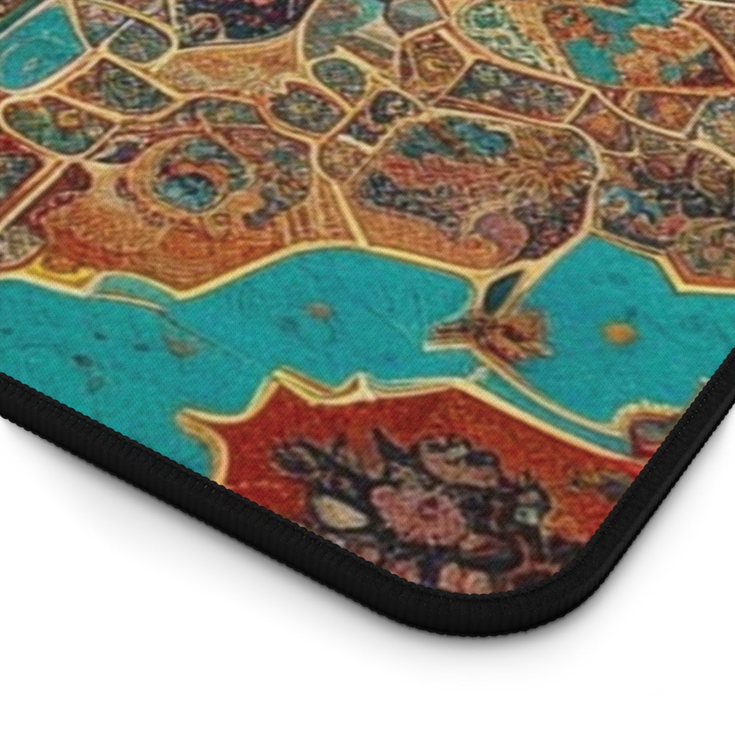 Euphrates Persian Carpet Desk Mat with Arabic, Middle Eastern rug textiles with unique oriental patterns perfect for beautiful desk aesthetics