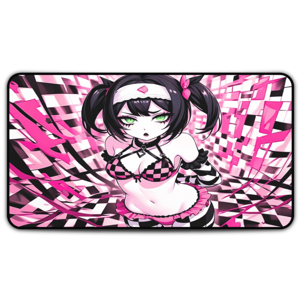 Cute Pink Anime Goth Girl Desk Mat