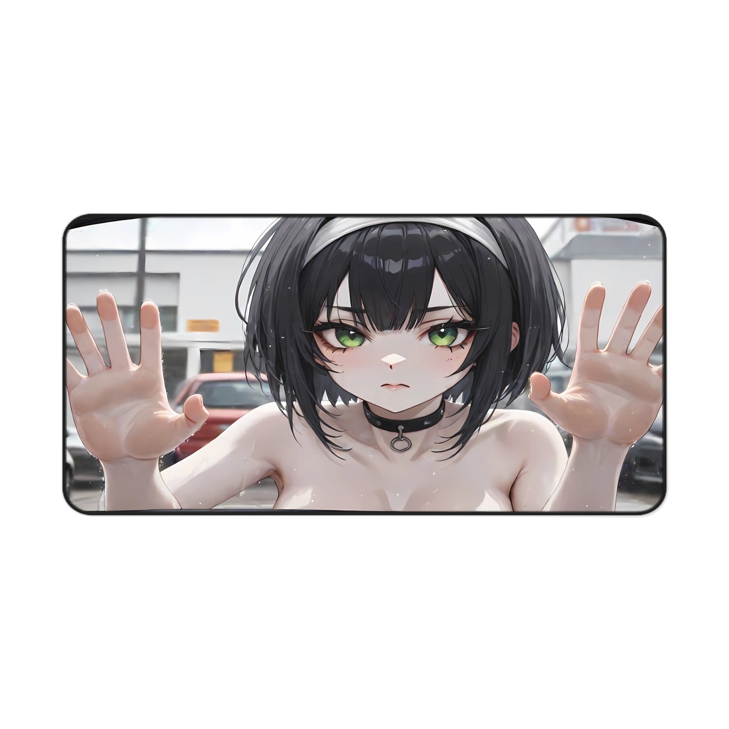 POV Car Wash Topless Pale Skin Emo Girl Anime Desk Mat sexy anime girl, lewd waifu artwork