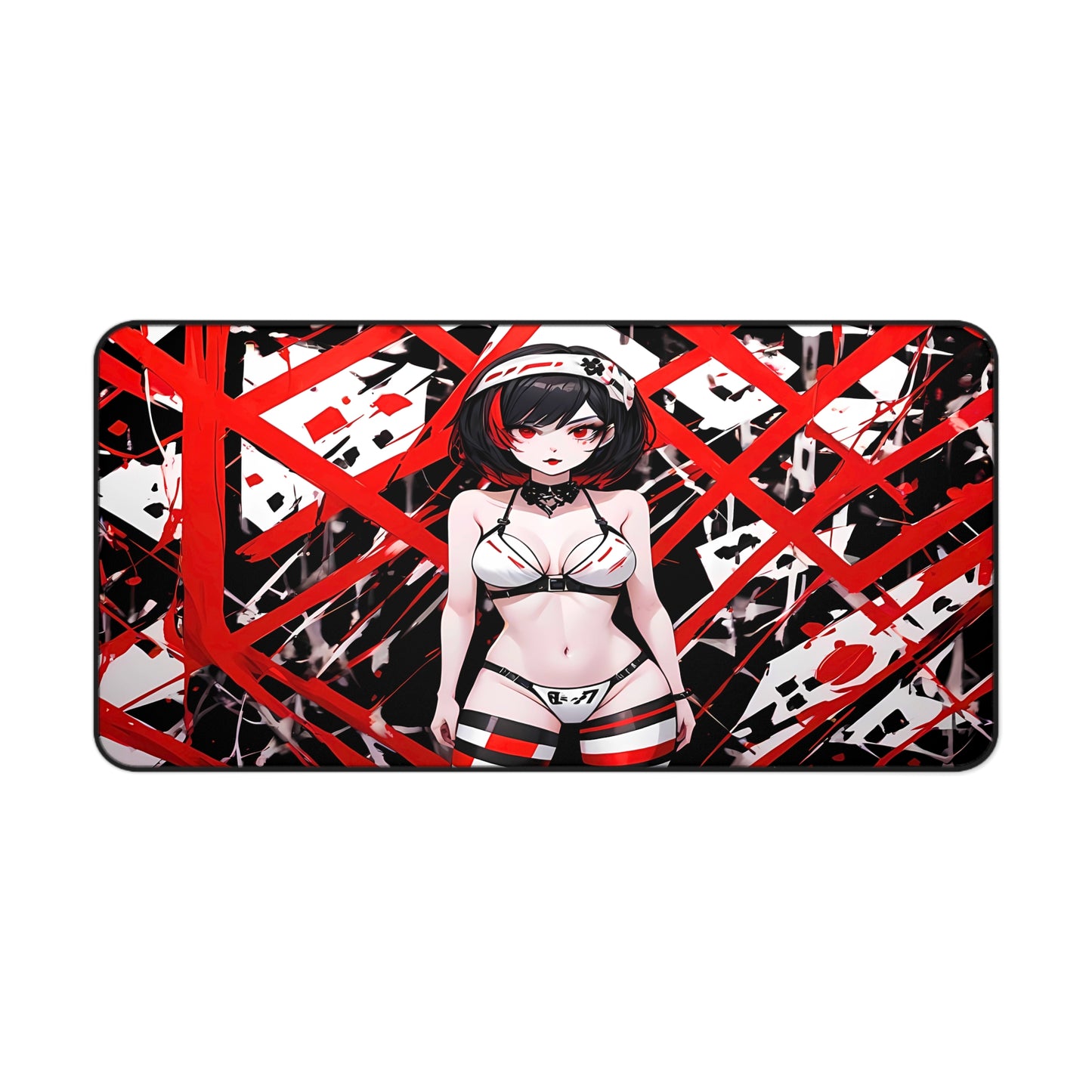 Abstract Goth Girl Desk Mat "Blood Red"