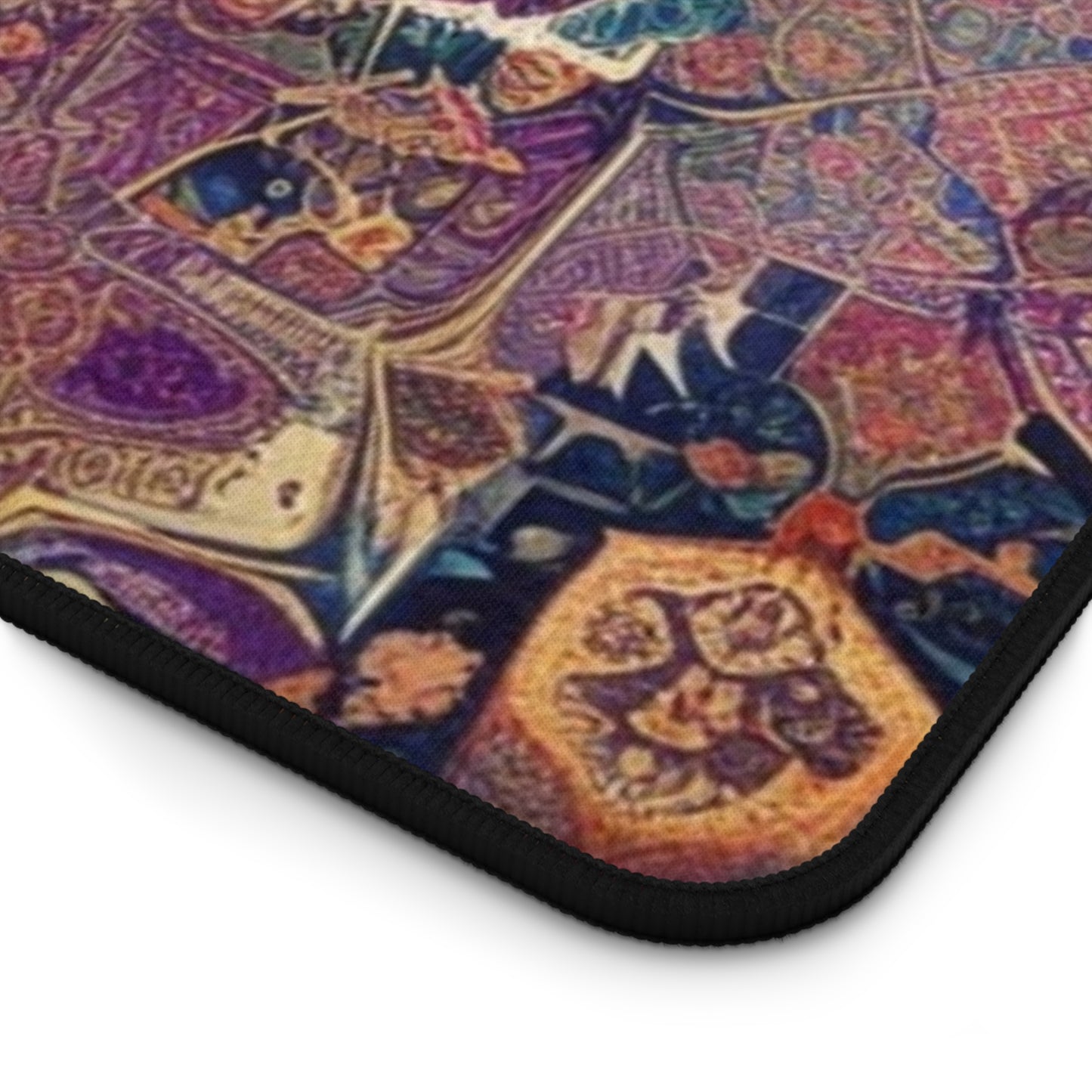 Al-Lat's Love Persian Carpet Desk Mat with Arabic, Middle Eastern rug textiles with unique oriental patterns perfect for beautiful desk aesthetics