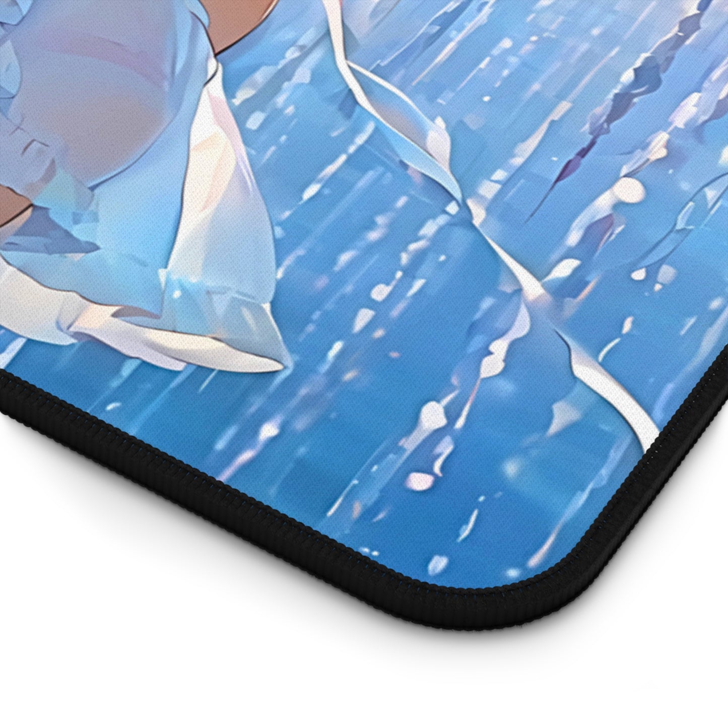 Yumeko – Pink Jellyfish & Floating Dreams Anime Desk Mat anime desk mat with dreamy waifu illustration in classic anime style, featuring a beautiful Japanese anime girl and soft aesthetic design