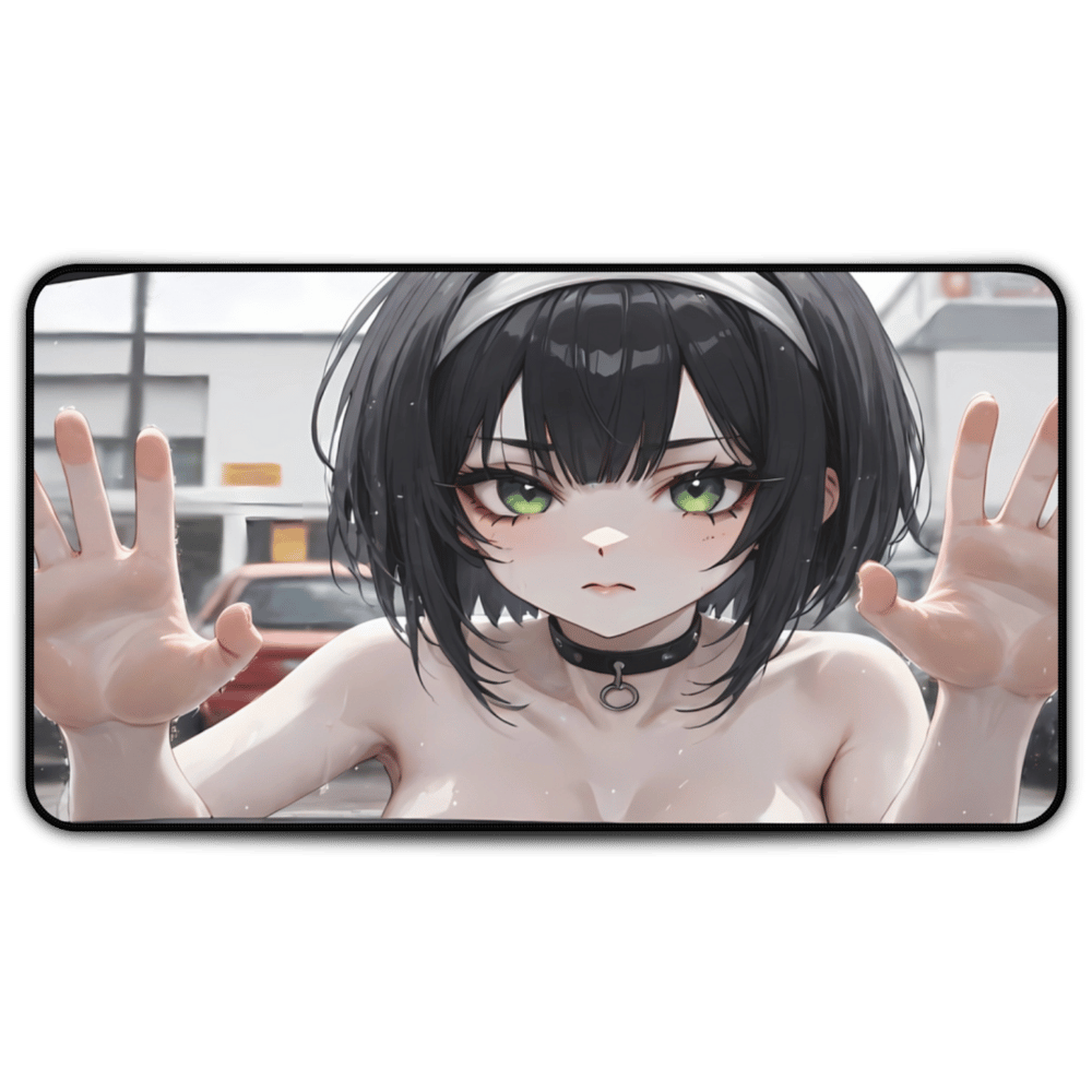 POV Car Wash Topless Pale Skin Emo Girl Anime Desk Mat sexy anime girl, lewd waifu artwork