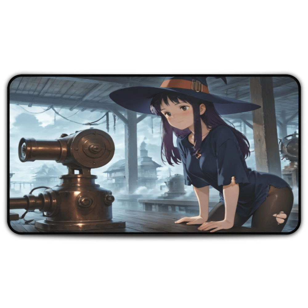 Yumeko – The Witch of Ironclads Desk Mat anime desk mat with dreamy waifu illustration in classic anime style, featuring a beautiful Japanese anime girl and soft aesthetic design