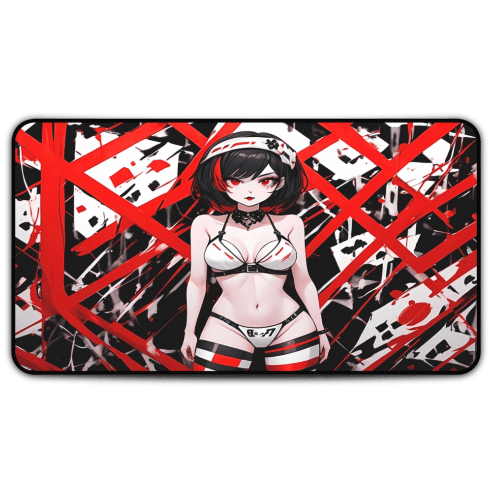 Abstract Goth Girl Desk Mat "Blood Red"