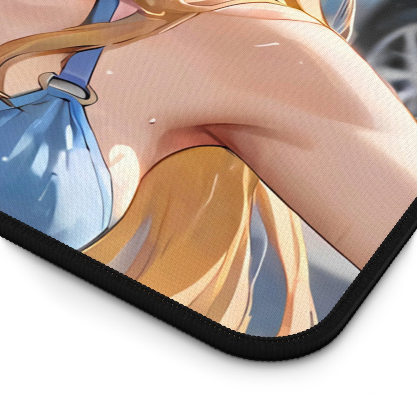 POV Car Wash Sexy Blonde In Blue Bikini Desk Mat sexy anime girl, lewd waifu artwork