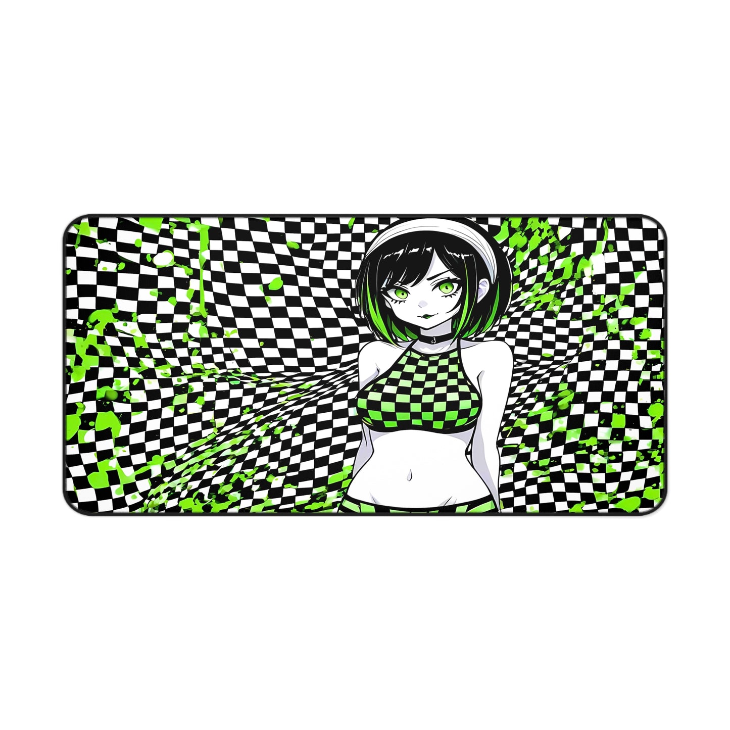 Beautiful Green Hair Goth Waifu Desk Mat sexy anime girl, lewd waifu artwork