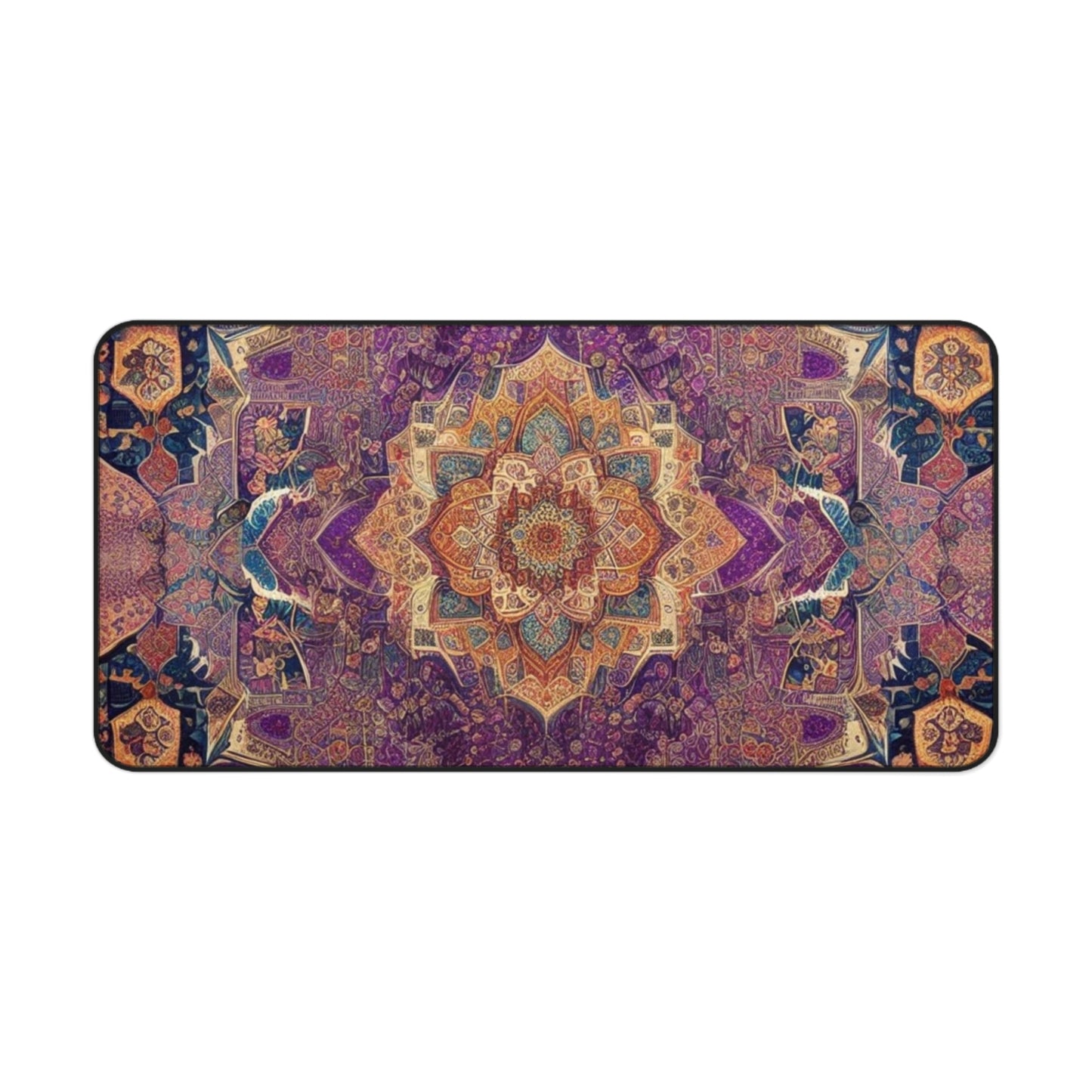Al-Lat's Love Persian Carpet Desk Mat with Arabic, Middle Eastern rug textiles with unique oriental patterns perfect for beautiful desk aesthetics