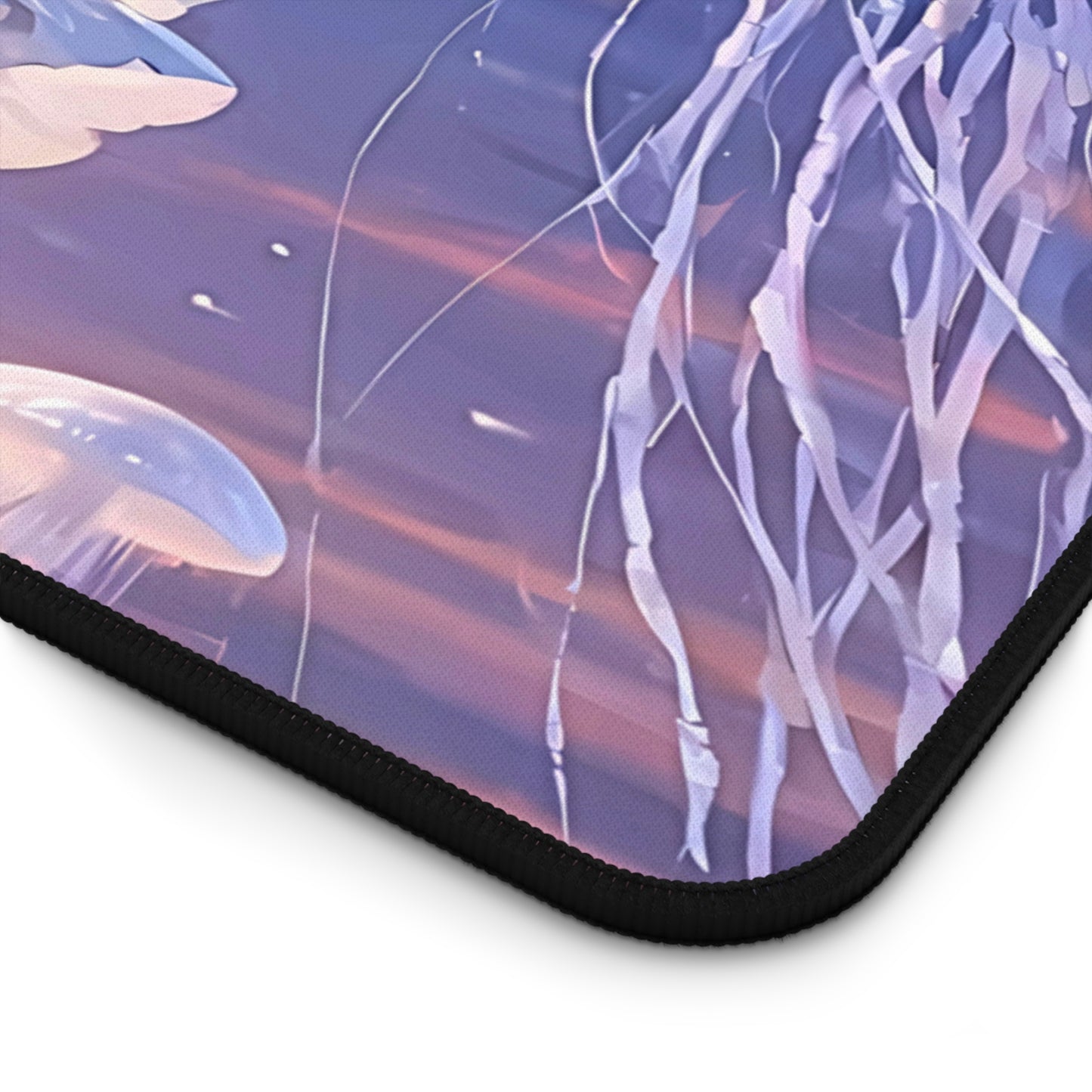 Yumeko – Silent Snow & Sky Jelly Waifu Desk Mat anime desk mat with dreamy waifu illustration in classic anime style, featuring a beautiful Japanese anime girl and soft aesthetic design