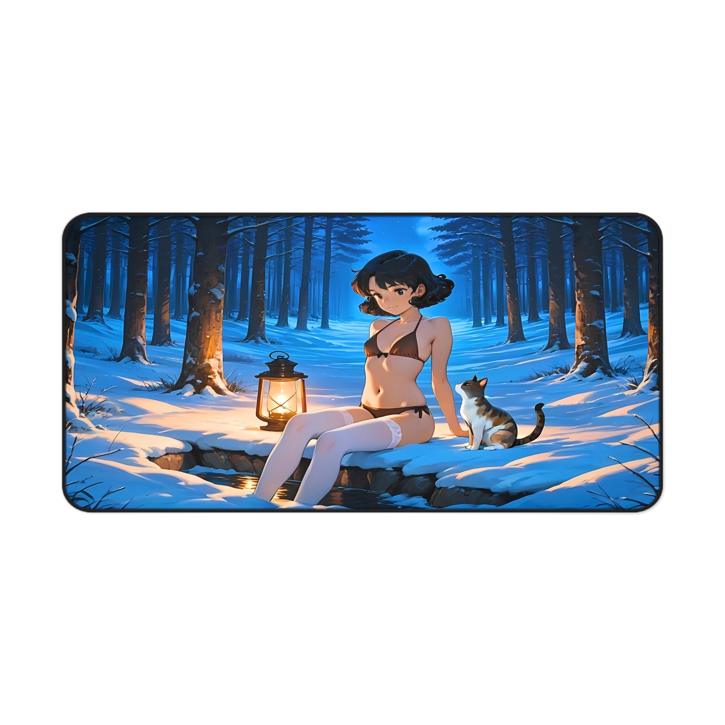 Yumeko – Moonlit Stray and Frozen Maid Lewd Desk Mat anime desk mat with dreamy waifu illustration in classic anime style, featuring a beautiful Japanese anime girl and soft aesthetic design