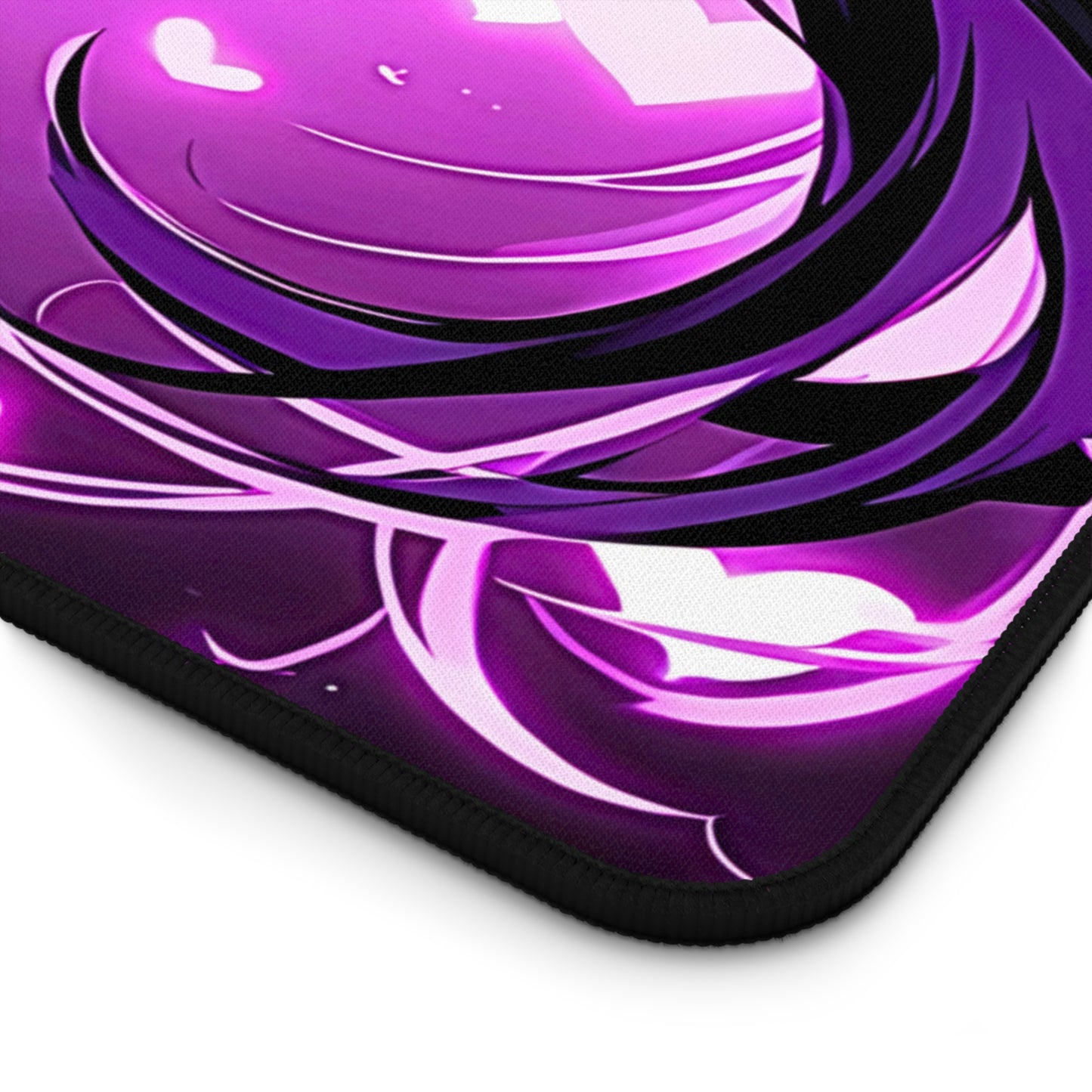 Beautiful Purple Hearts Goth Girl Desk Mat sexy anime girl, lewd waifu artwork