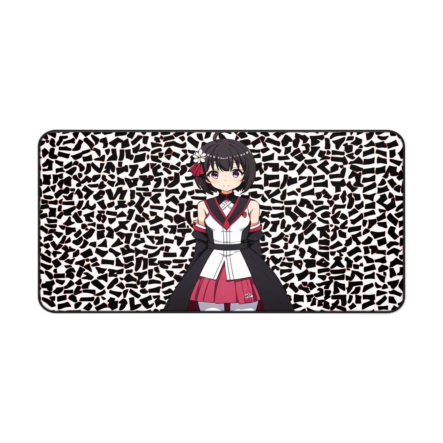 Cute Anime Girl Black & White Pattern Desk Mat sexy anime girl, lewd waifu artwork