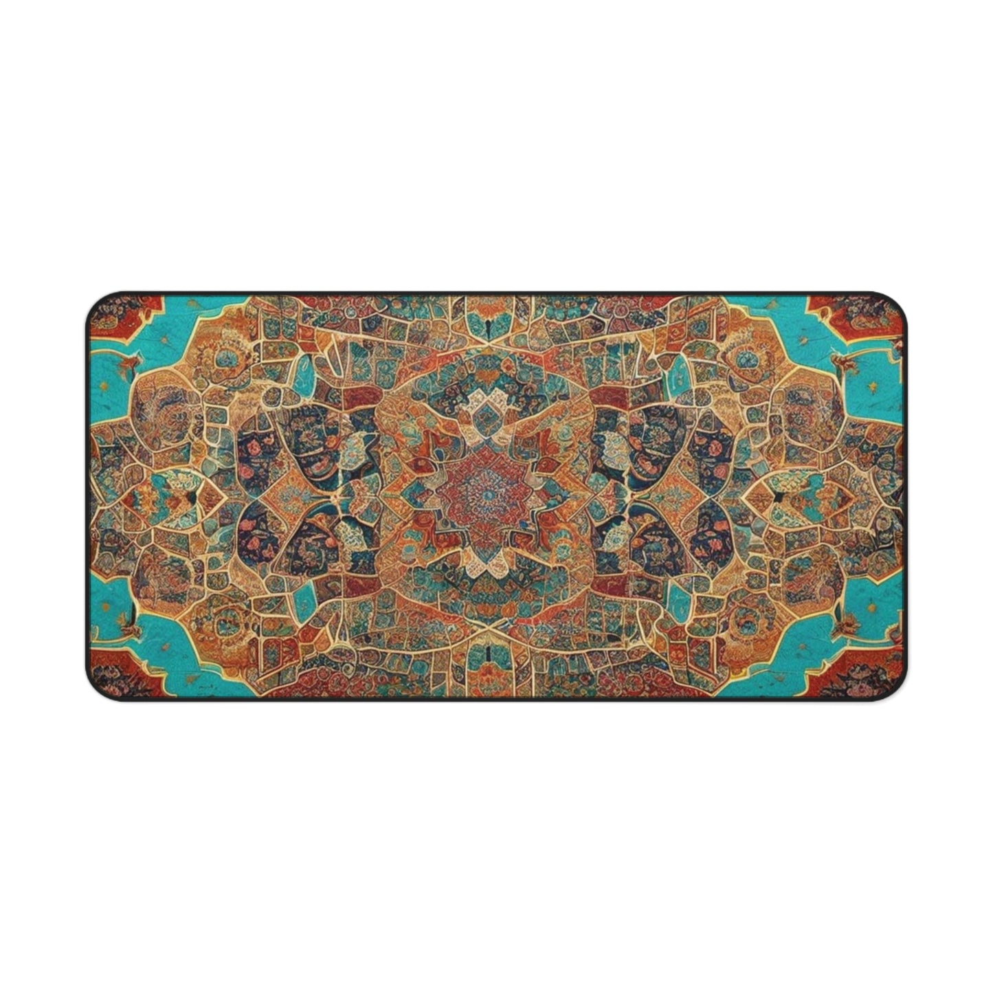 Euphrates Persian Carpet Desk Mat with Arabic, Middle Eastern rug textiles with unique oriental patterns perfect for beautiful desk aesthetics