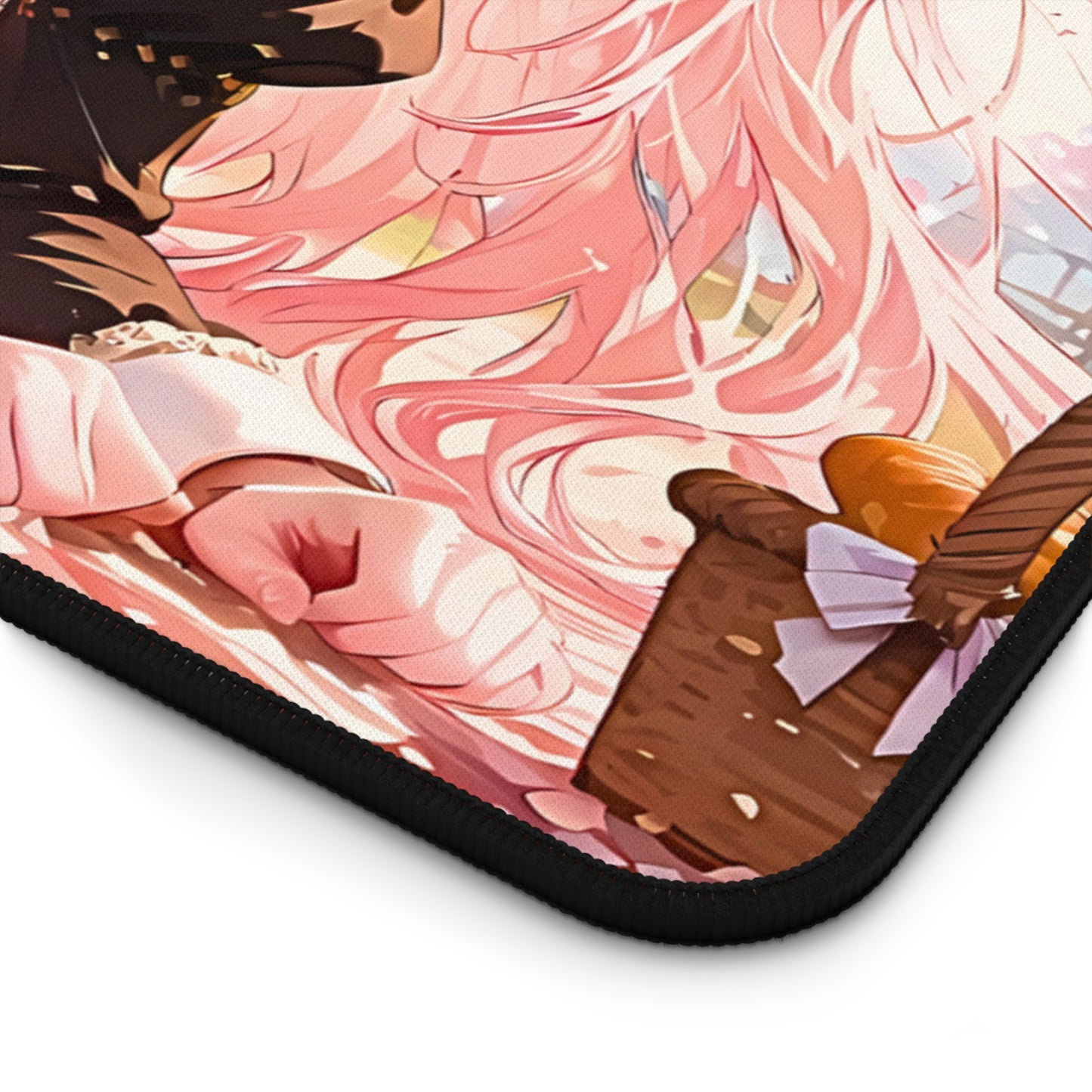 Kawaii anime girl in maid outfit with sakura petals