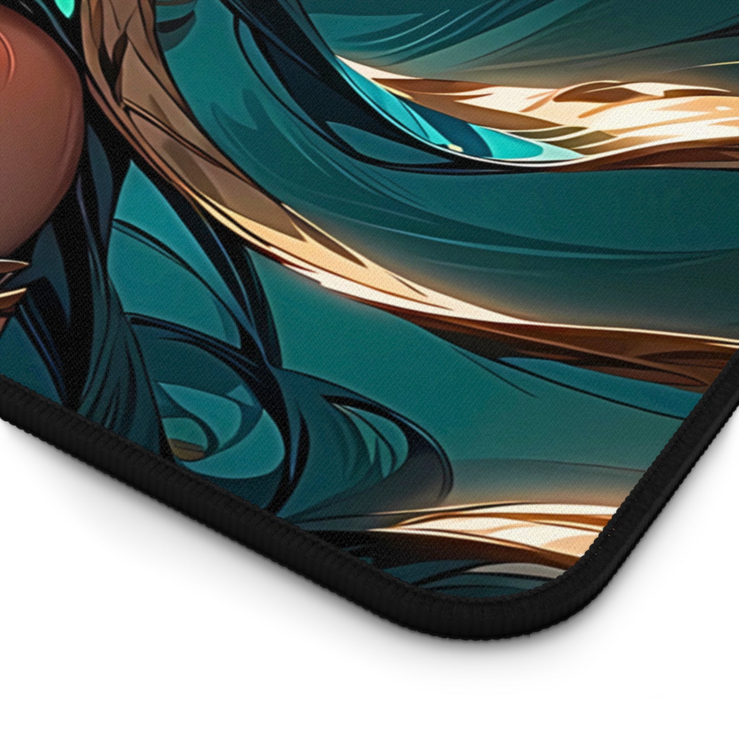 Anime girl in gold jewelry with desert theme mat