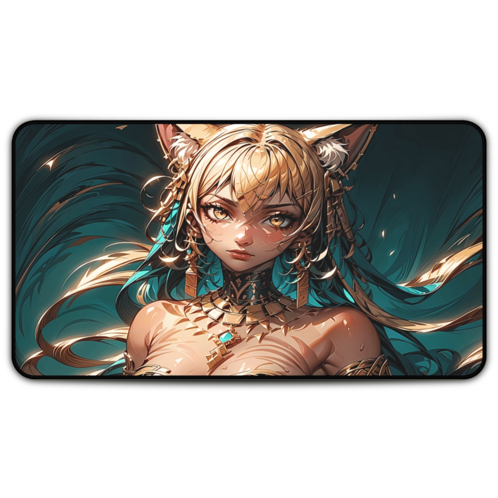 Fierce anime desert queen with ancient vibes desk mat