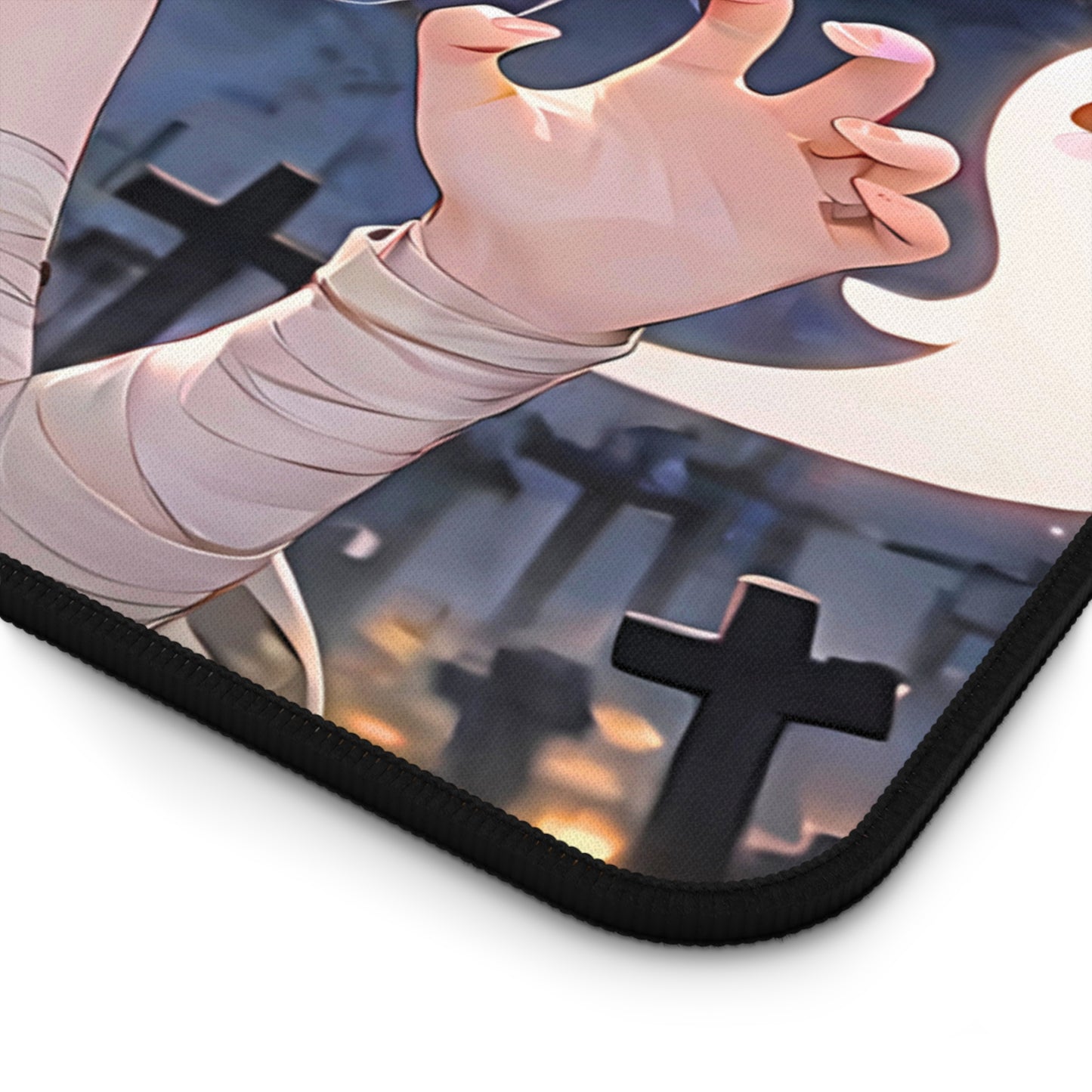 Mummy Catgirl Anime Desk Mat "Spooky Cutie" with anime girl art, desk mat, waifu, gamer, cute, aesthetic, anime store, hentai shop, best artwork, ecchi, lewd, uncensored