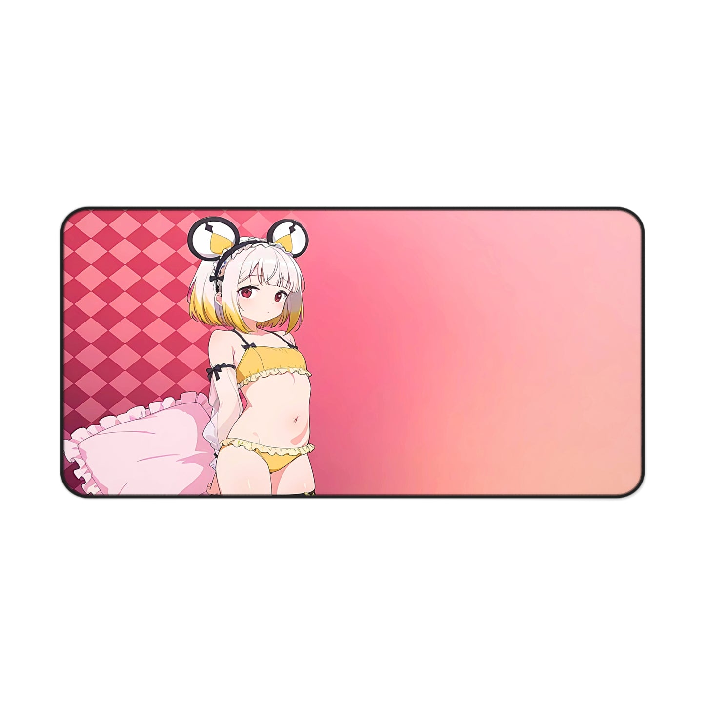 Kawaii yellow lingerie mouse girl anime desk mat small breasts pillow dormouse waifu