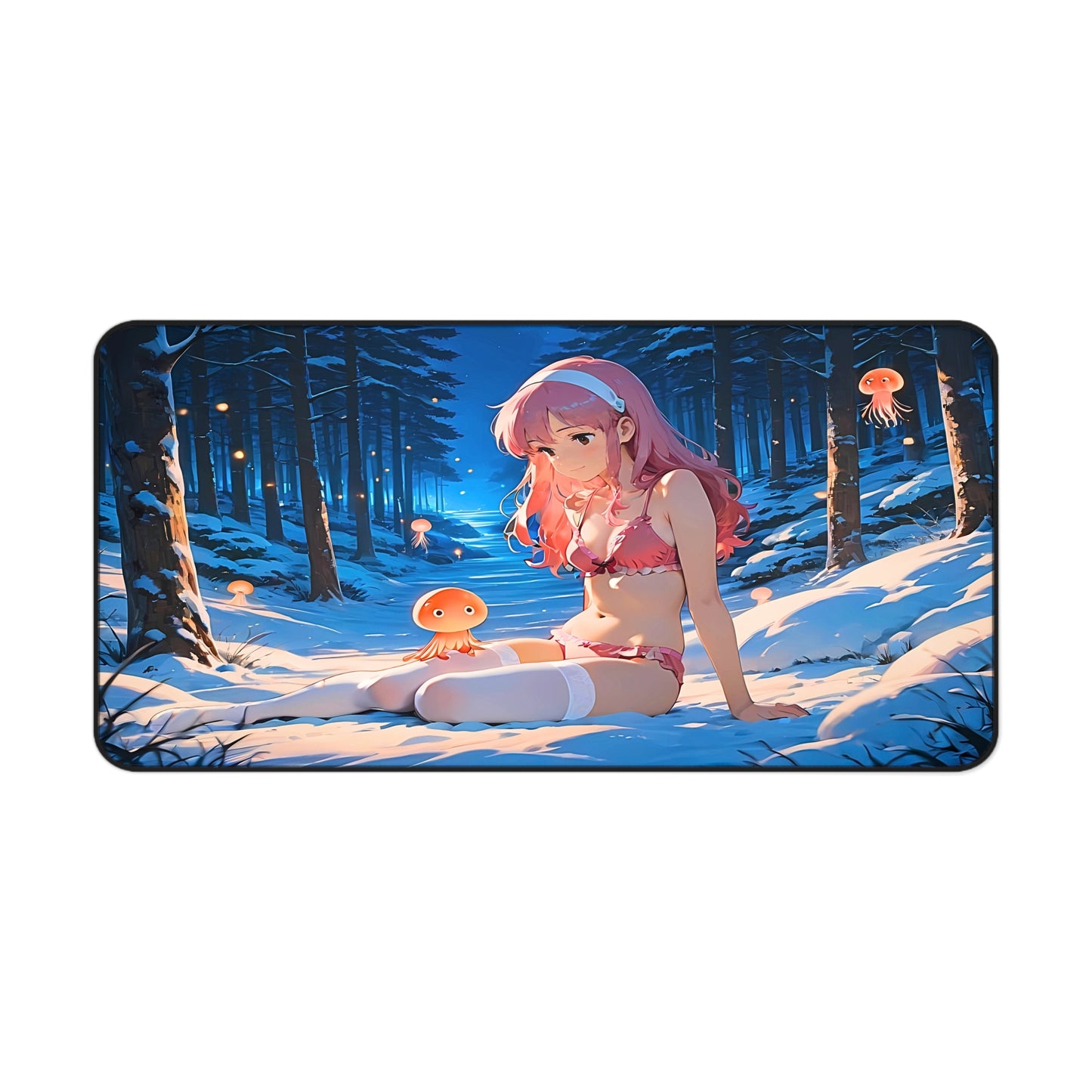 Yumeko – "Our Love Will Never Die" Lewd Anime Desk Mat anime desk mat with dreamy waifu illustration in classic anime style, featuring a beautiful Japanese anime girl and soft aesthetic design