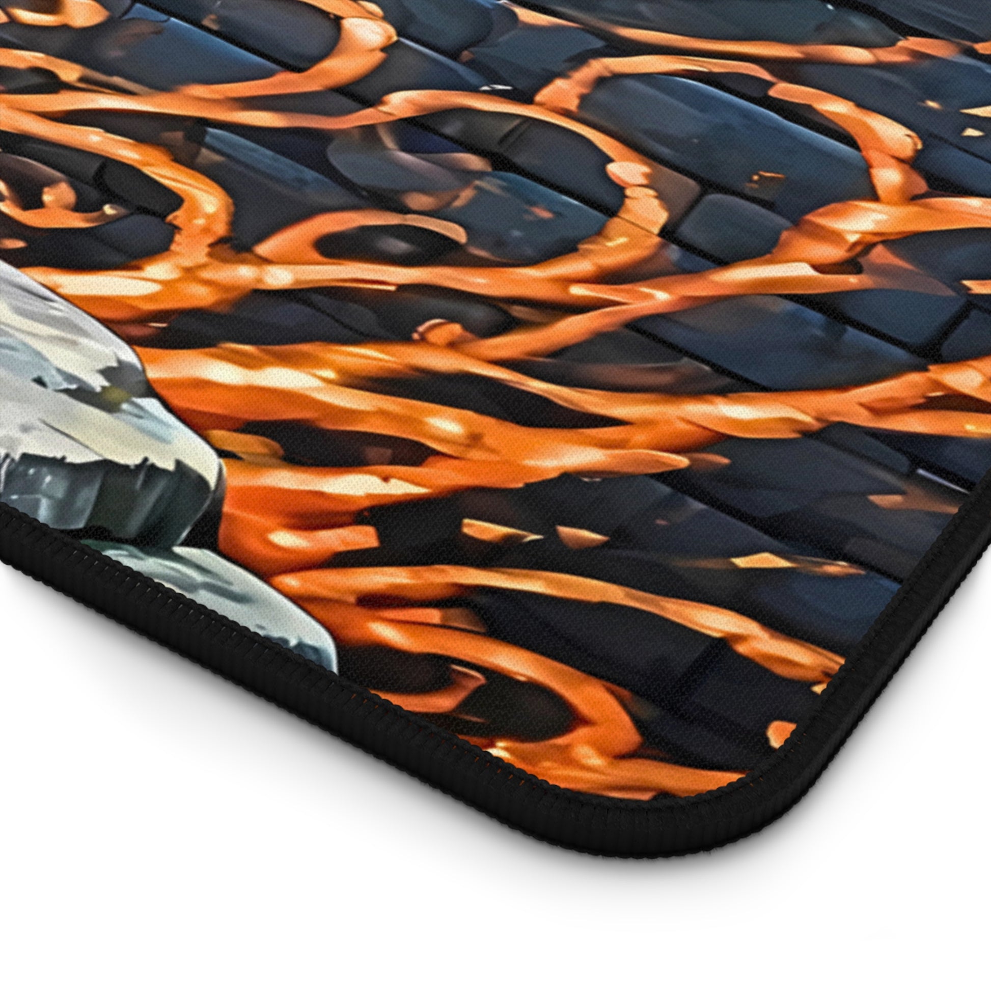 Yumeko – Ember Lotus & Silken Flame Desk Mat anime desk mat with dreamy waifu illustration in classic anime style, featuring a beautiful Japanese anime girl and soft aesthetic design