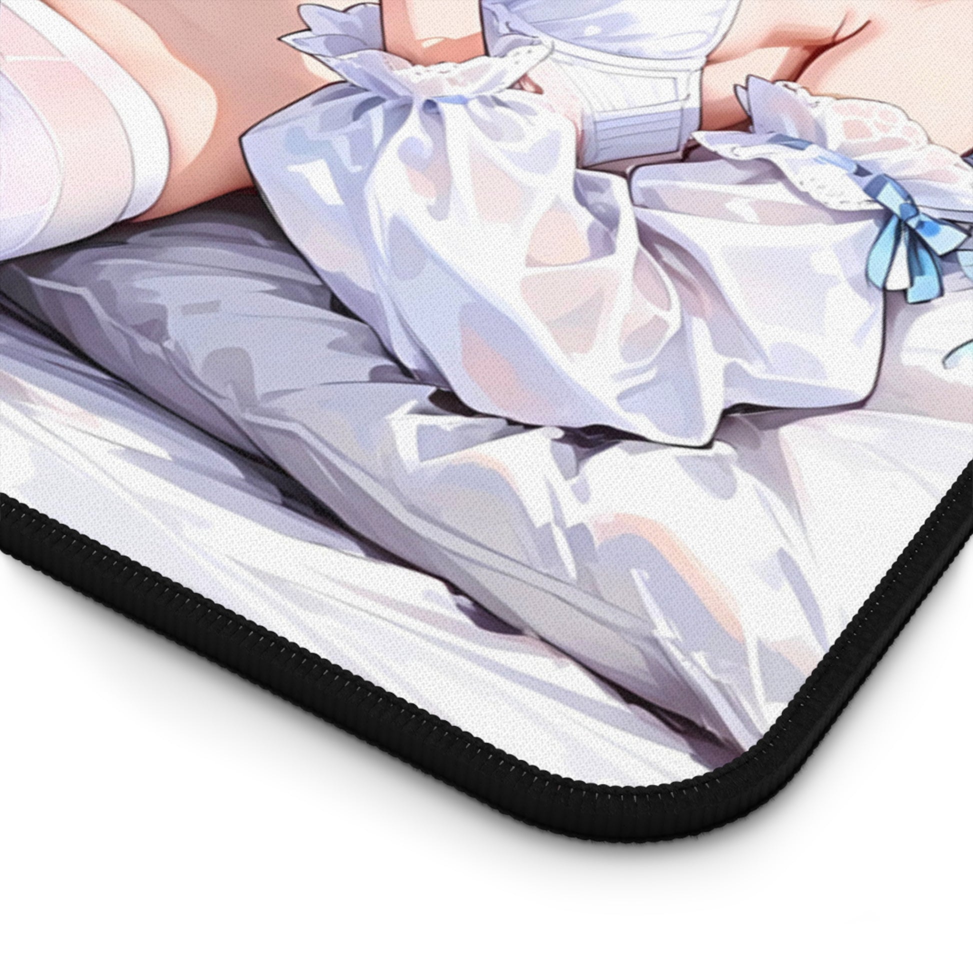 Bedtime Joy – Cute Anime Girl with Bunny & Cat Desk Mat anime desk mat featuring waifu style and design